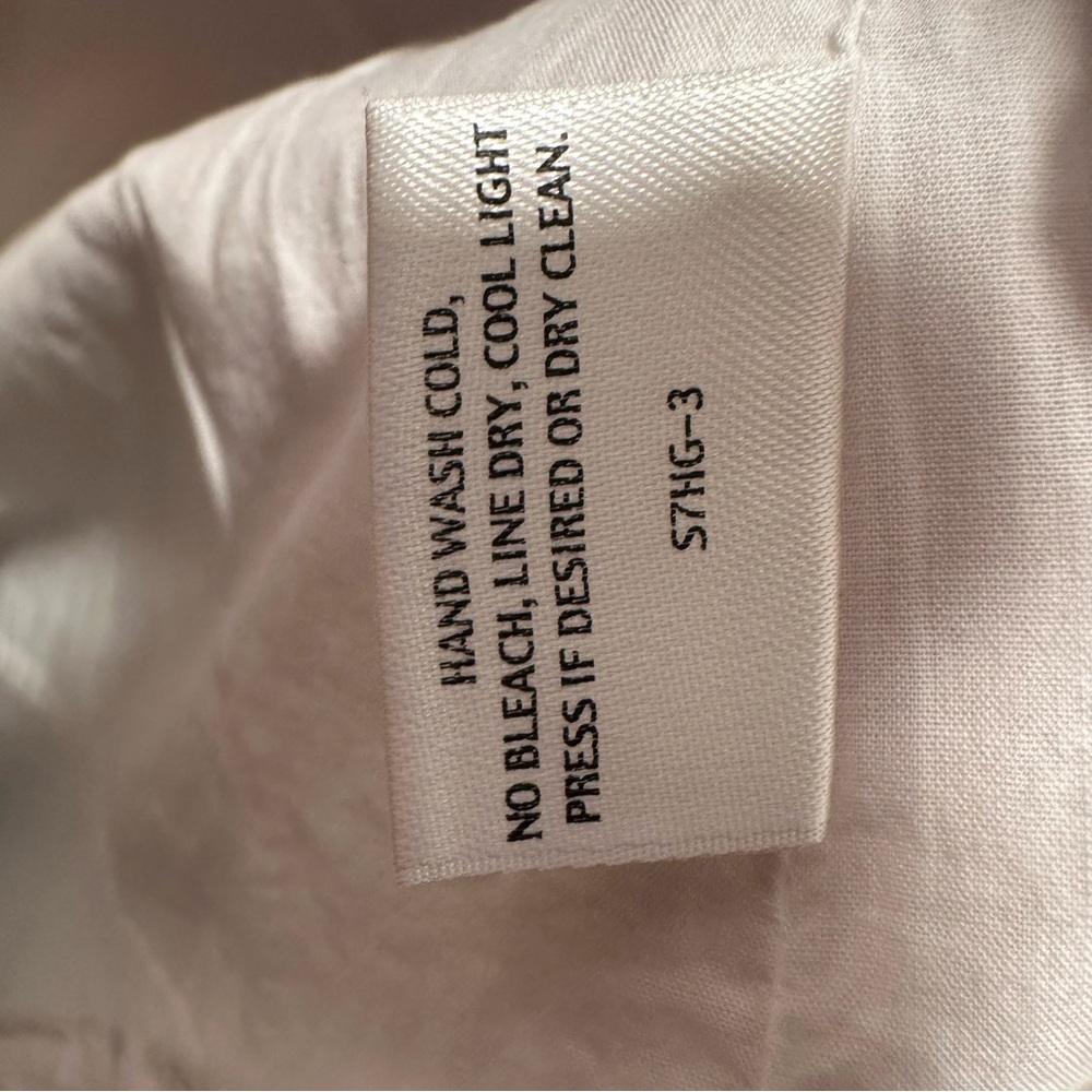 Eileen Fisher White Cotton Lined Midi Shift Dress Front Pockets Petite Large PL - Picture 9 of 15